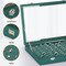 100-Slot Ring Organizer Jewelry Display Tray – Velvet Ring & Stud Earring Storage Box with Transparent Lid for Home, Dresser, or Store Display (Green)